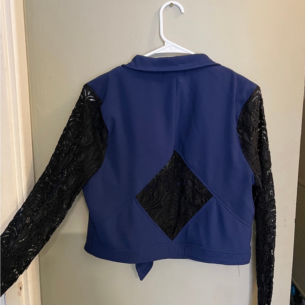 Blue Jacket with Black Lace